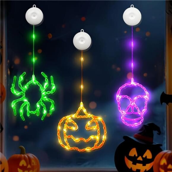 Halloween Decorations Lights, 3er Set Battery Operated Halloween Window Lights - Picture 1 of 7